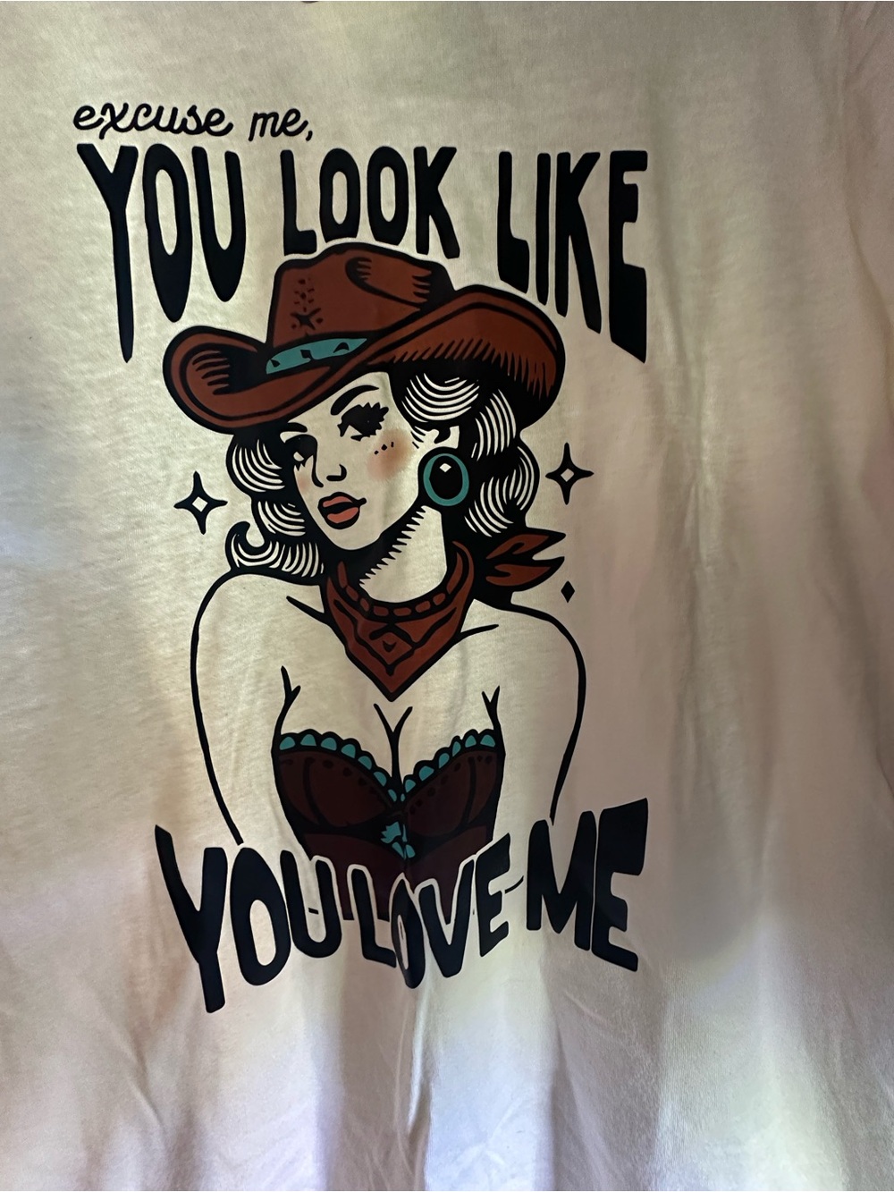 Graphic Cowgirl Print Women’s Tee in White